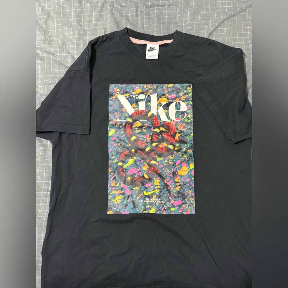 Nike Black T-Shirt with Colorful Snake Graphic